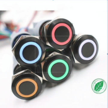 Công tắc 19mm vỏ đen kim loại 12V 24V chống nước chống...