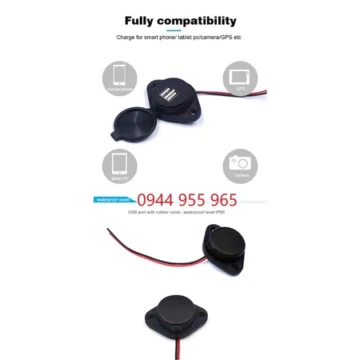 Sạc USB loại dẹp có LED 12V~24V 18W chuyên xe khách xe...