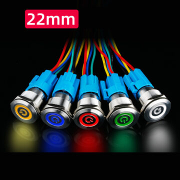 Công tắc LED 22mm hình LED nguồn 12V 24V nhấn khóa
