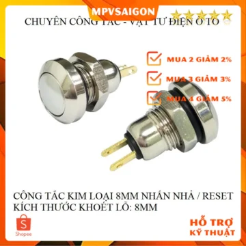 Công tắc 8mm kim loại nhả