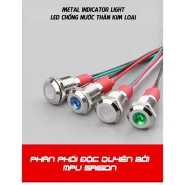 LED tín hiệu 10mm có dây thân kim loại chống nước