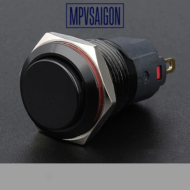 Công tắc kim loại vỏ đen 12mm nhấn nhả/ nhấn khóa 12V 24V - Ảnh 2