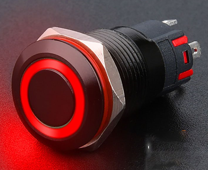 Công tắc nút nhấn LED 12mm vỏ đen kim loại