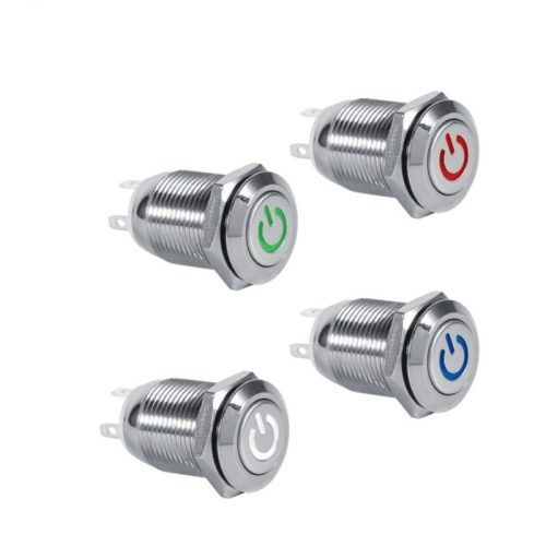 Công tắc 12mm LED nguồn nhấn khóa/ Nhấn nhả chân hàn