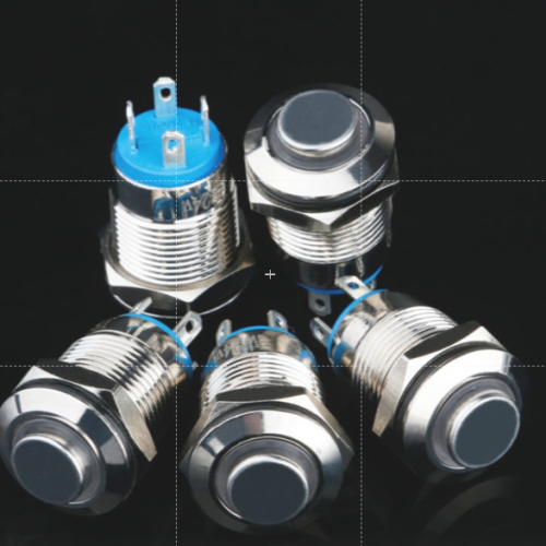Công tắc Kim loại 12mm đầu cao 12V 24V chống nước – 12mm LED Momentary push button switch/ Latching