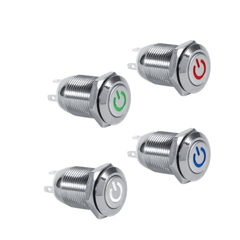 Công tắc 12mm LED nguồn nhấn khóa/ Nhấn nhả chân hàn