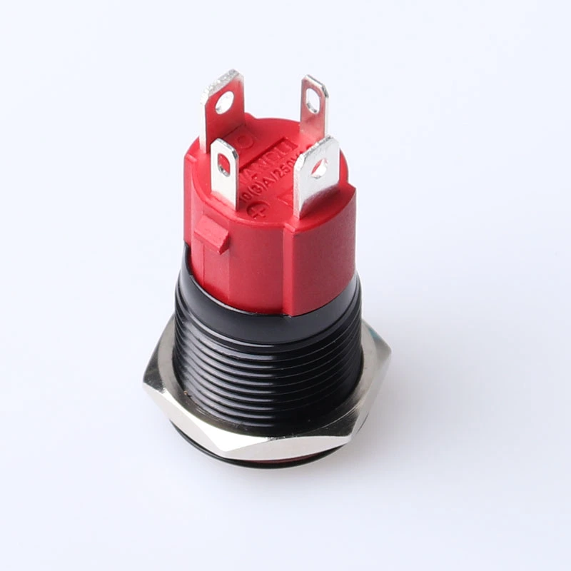 Công tắc kim loại 19mm LED tròn nhấn nhả nhả chịu tải 10A LED đỏ - Ảnh 2