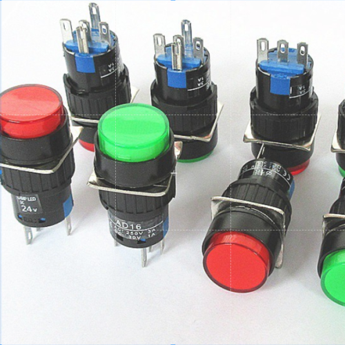 Công tắc nhựa tròn 16mm có LED báo hiệu 12V ô tô xe máy tàu thuyền LIMO tủ điện