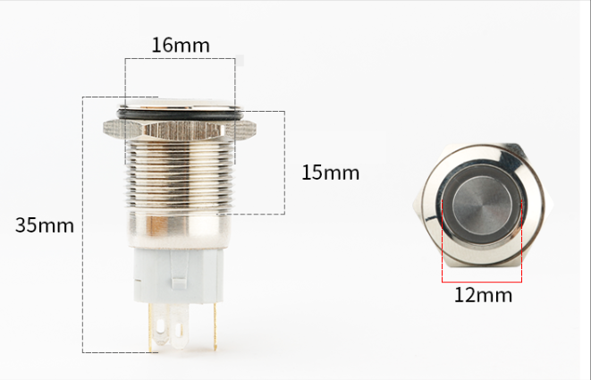 Công tắc nút nhấn LED 16mm 12V 24V chống nước chống gỉ ô tô