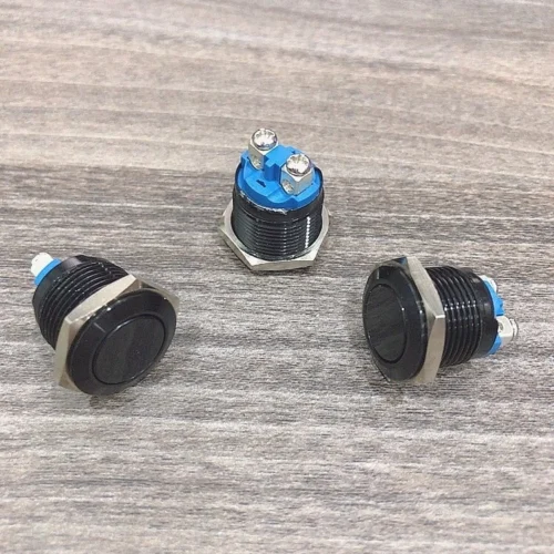 Công tắc 16mm kim loại vỏ đen chân bắt vít