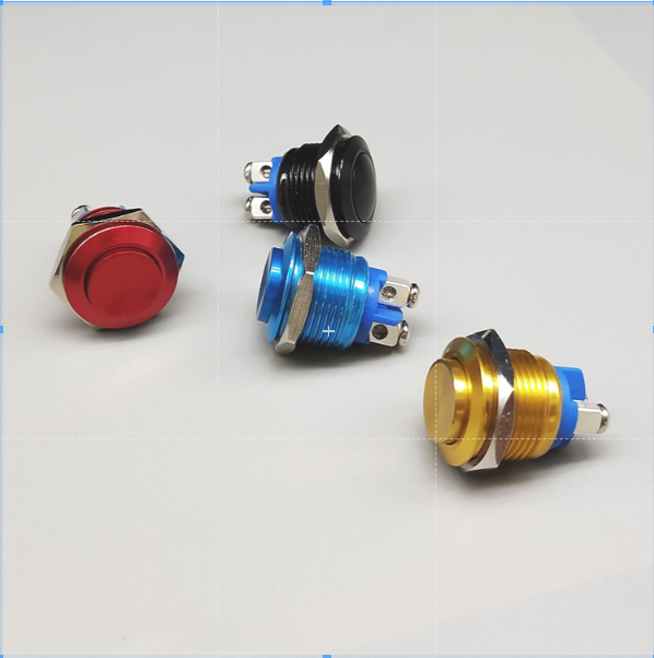 Công tắc Kim loại xi màu 16mm chống nước 12V ô tô- Nhấn nhả - Ảnh 3