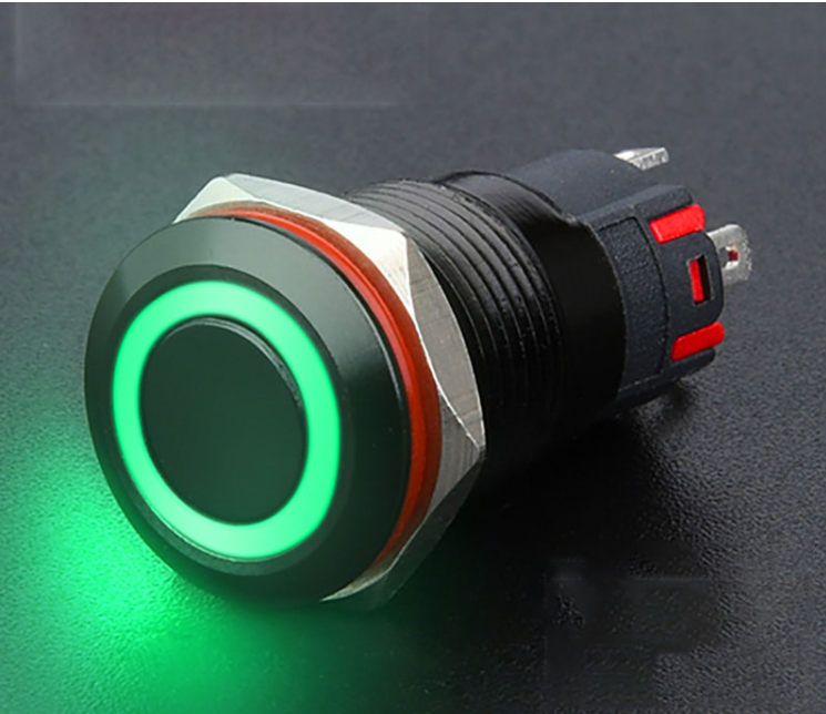 Công tắc nút nhấn kim loại LED 16mm vỏ đen chống nước chống gỉ sét- 16mm LED Black momentary push - Ảnh 5