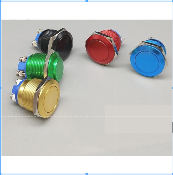 Công tắc Kim loại xi màu 16mm chống nước 12V ô tô- Nhấn nhả