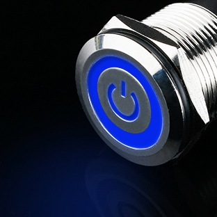 Công tắc nút nhấn kim loại LED 19mm hình nguồn nhấn khóa/ nhấn nhả 12V 24V - Ảnh 4