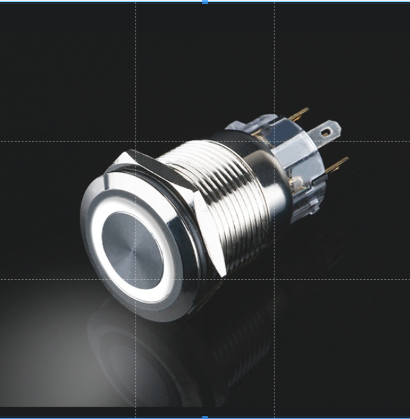 Công tắc LED kim loại 22mm tròn 12V chống nước nhấn nhả - Ảnh 2