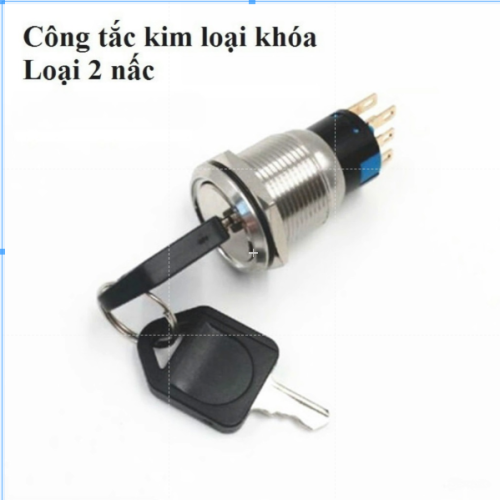 Công tắc kim loại chìa khóa 19mm 22mm 12V chống nước chống gỉ sét