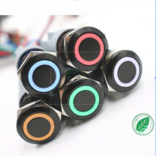 Công tắc 19mm vỏ đen kim loại 12V 24V chống nước chống gỉ