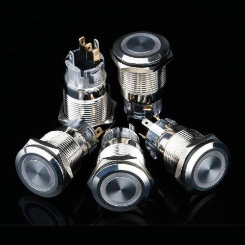 Công tắc nút nhấn kim loại 19mm LED tròn 220V