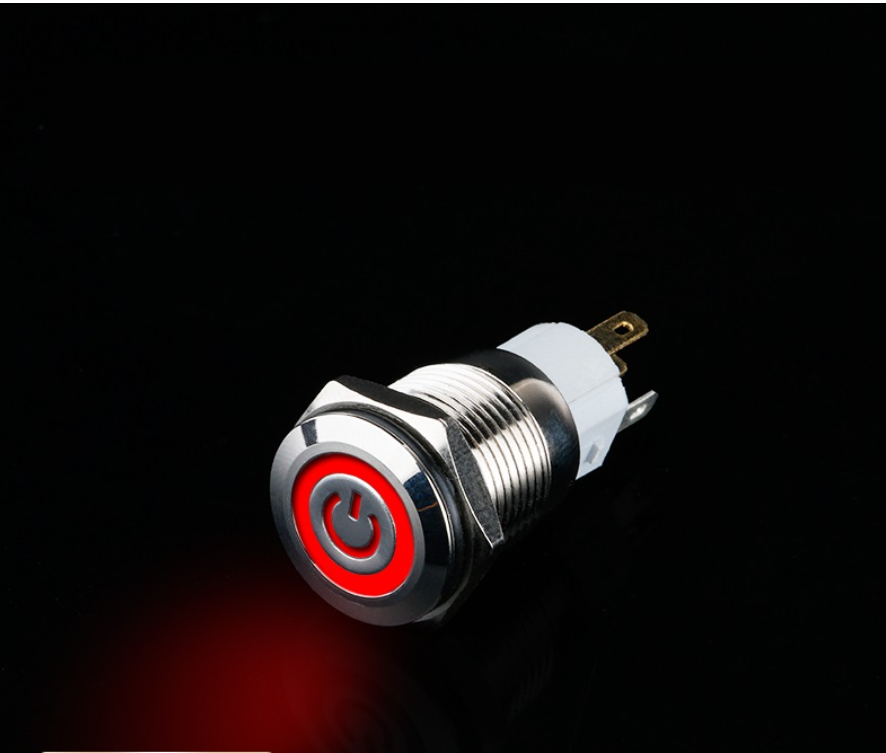 Công tắc nút nhấn kim loại 19mm LED hình nguồn – Nhấn khóa 10A - Ảnh 2