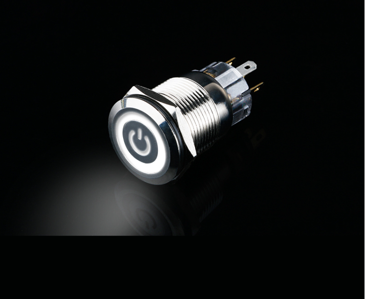 Công tắc nút nhấn kim loại 19mm LED hình nguồn – Nhấn khóa 10A - Ảnh 5