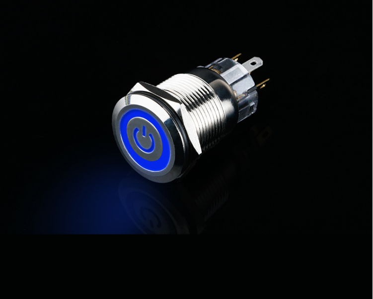 Công tắc nút nhấn kim loại 19mm LED hình nguồn – Nhấn khóa 10A - Ảnh 4