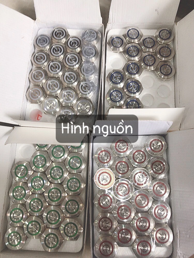 Công tắc kim loại LED 30mm hình nguồn 12V 24V Nhấn nhả - Ảnh 10