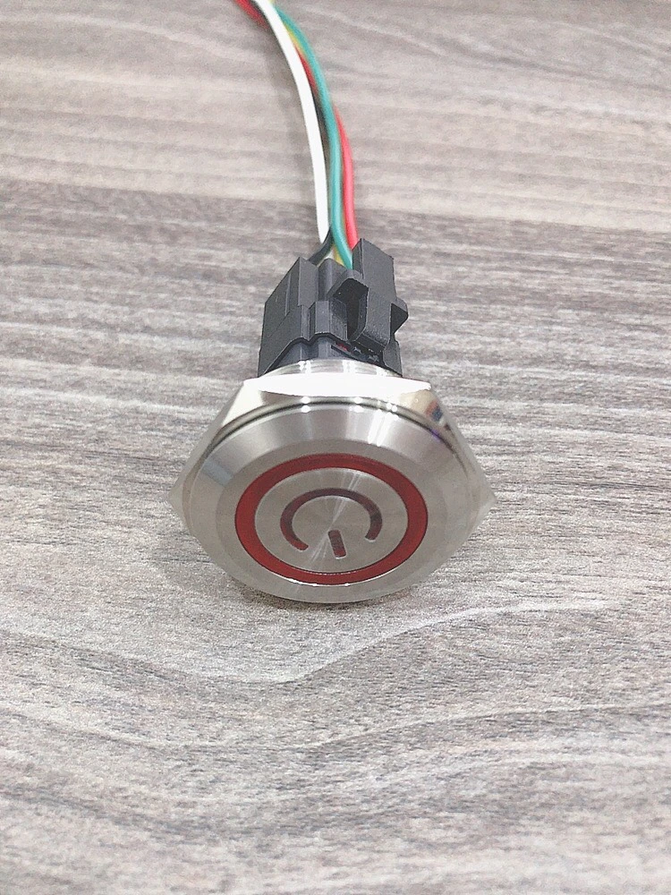Công tắc kim loại LED 30mm hình nguồn 12V 24V Nhấn nhả - Ảnh 7