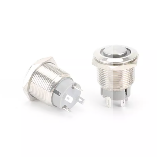 Công tắc 16mm LED tròn nhấn khóa thân ngắn