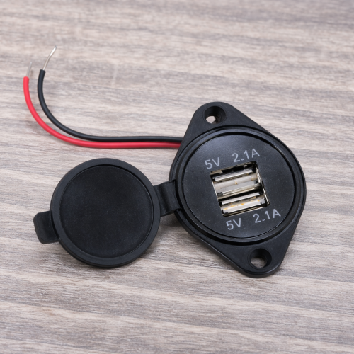 Sạc xe khách sạc 2 cổng USB nắp cao su loại dẹp 12V 24V sạc nhanh LED xanh dương