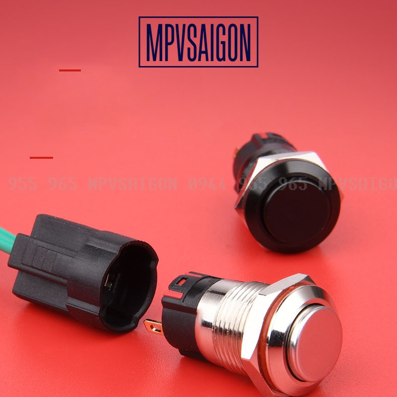 Công tắc nút nhấn kim loại 12mm đầu cao 12V 24V chống nước chống gỉ sét ô tô - Ảnh 3