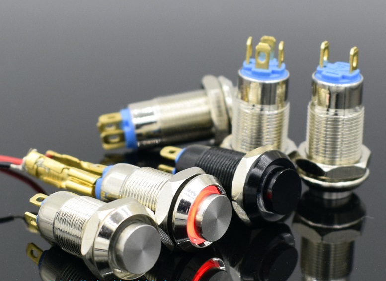Công tắc 8mm kim loại nhấn nhả / nhấn khóa chống nước chống gỉ sét - Ảnh 4