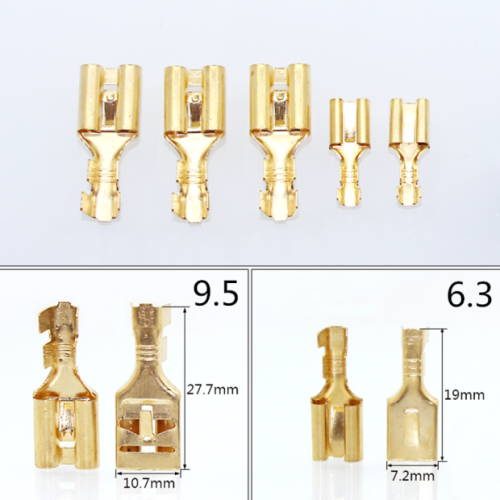 Bán hàng trực tiếp tại nhà máy Đầu nối lò xo hoàn toàn bằng đồng 6,3MM Đầu nối khối thiết bị đầu cuối ép nguội