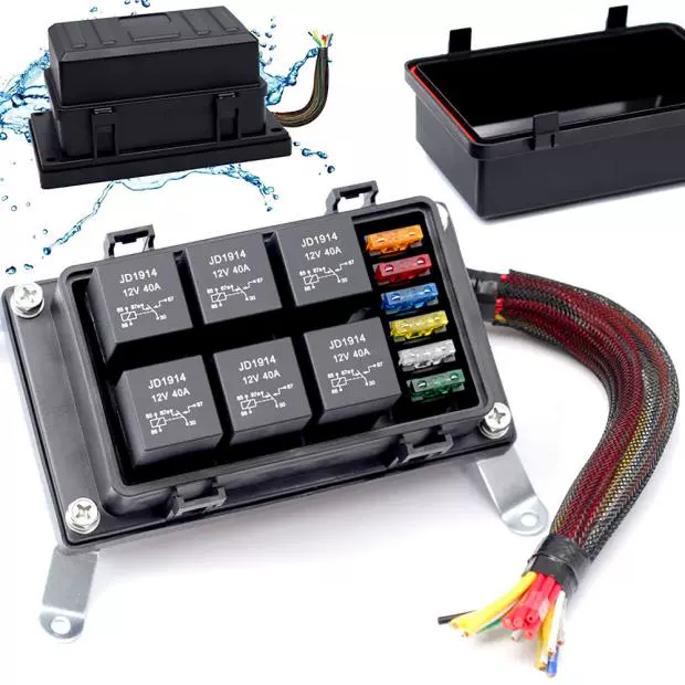 Hộp rơ le cầu chì chống nước 12V xe ô tô xe khách limousine tàu thuyền - Ảnh 3