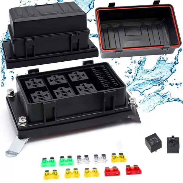 Hộp rơ le cầu chì chống nước 12V xe ô tô xe khách limousine tàu thuyền - Ảnh 6