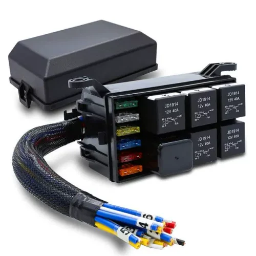 Hộp rơ-le và cầu chì ô tô 12V có dây sẵn cho ô tô Hộp điều khiển trang bị thêm 6 chiều có dây
