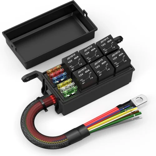 Rơle 12V, Rơle 6 chiều và hộp cầu chì chống thấm nước – Giải pháp phân phối điện an toàn cho xe khách, xe du lịch, limousine và garage độ xe