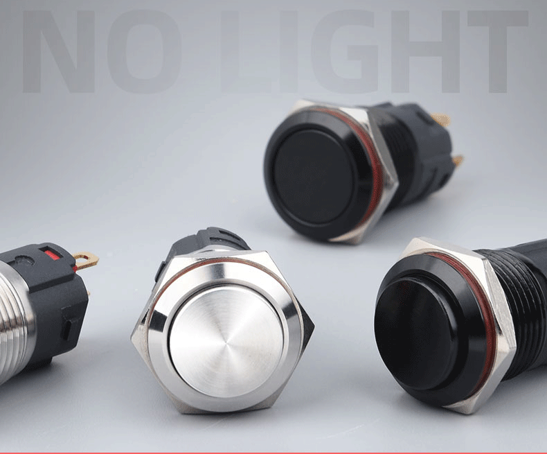 Công tắc kim loại vỏ đen 12mm nhấn nhả/ nhấn khóa 12V 24V