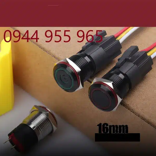 Công tắc kim loại 16mm LED tròn vỏ đen 12V~24V - Ảnh 7