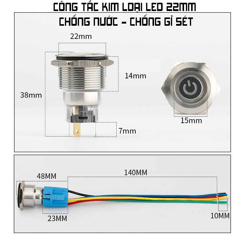 Công tắc 22mm LED nguồn - Ảnh 6