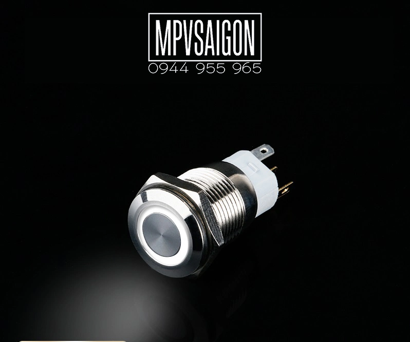 Công tắc kim loại 16mm LED tròn nhấn khóa/ Locking 12V~24V - Ảnh 3