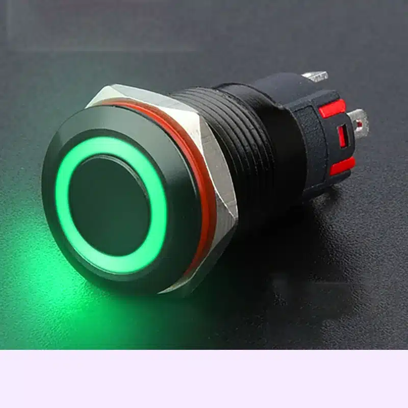 Công tắc kim loại 16mm LED tròn vỏ đen 12V~24V - Ảnh 5