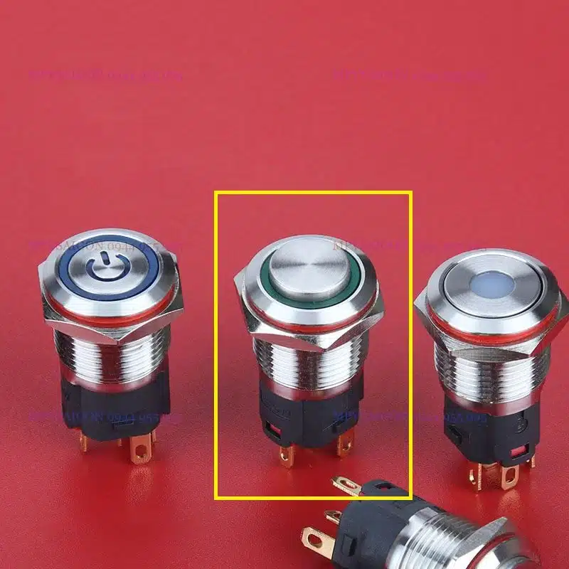 Công tắc LED 16mm tròn đầu cao có giắc cắm 12V 24V chống nước chống gỉ ô tô
