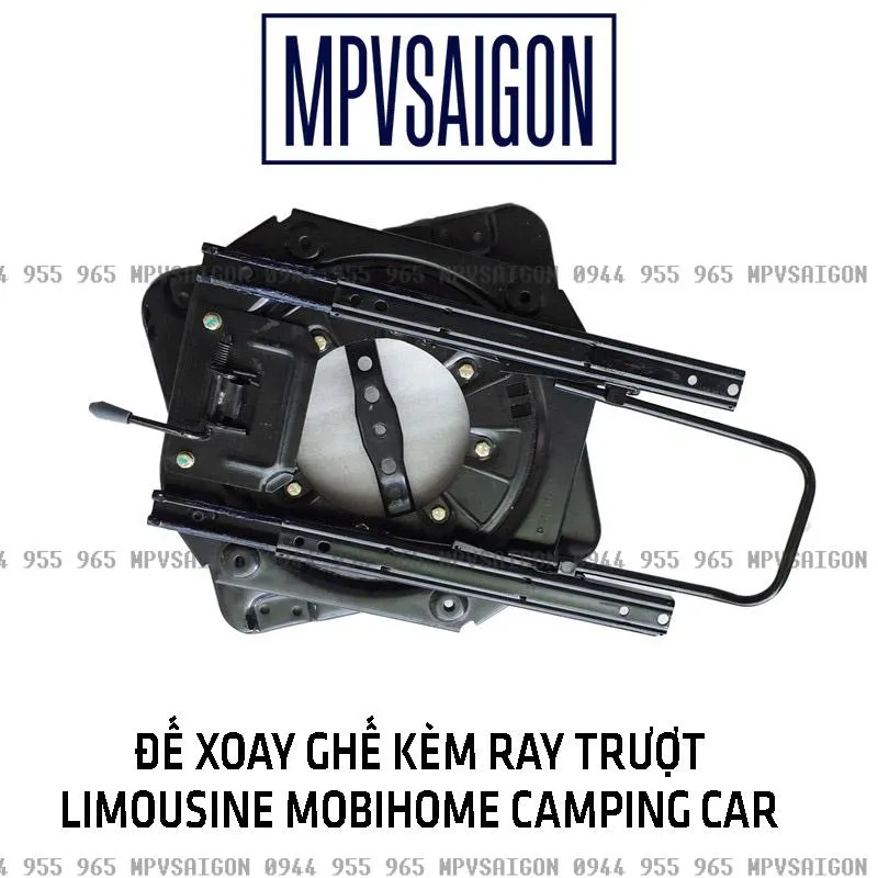 Đế xoay ghế 180 360 kèm ray trượt ô tô limousine mobihome - Ảnh 3