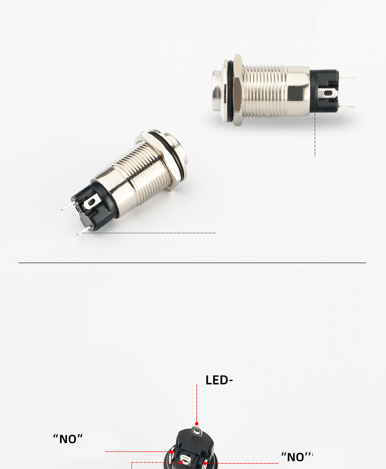 Công tắc kim loại 12mm hình nguồn 12V/24V chống nước - Ảnh 3