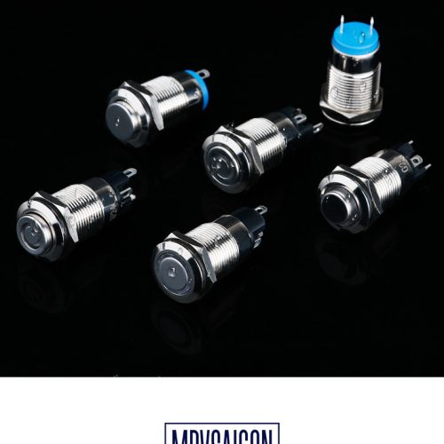 Công tắc kim loại 12mm hình nguồn 12V/24V chống nước