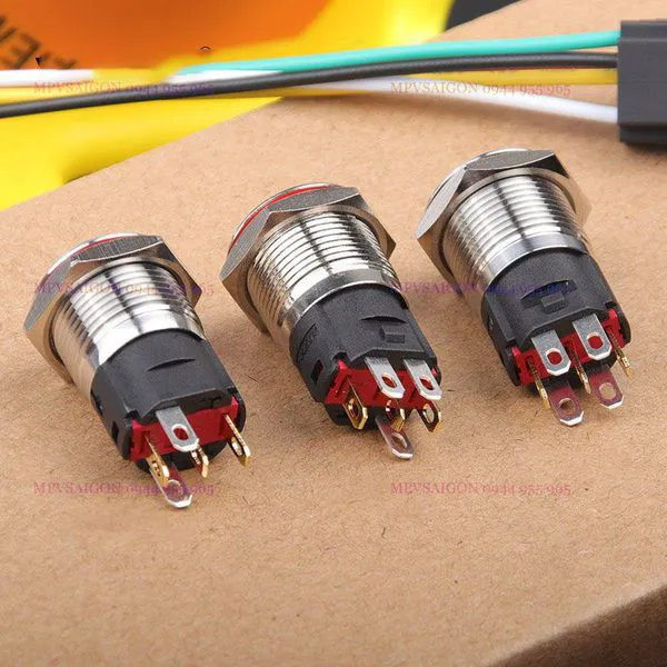 Công tắc 19mm LED tròn đầu cao nhấn nhả - Ảnh 2