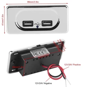 Sạc USB mặt chữ nhật kép đôi 12V 24V 3.1A Tích hợp LED cho ô tô xe khách limousine