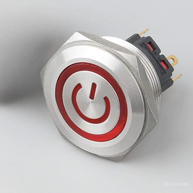 Công tắc nút nhấn kim loại LED 30mm hình nguồn nhấn khóa/ nhấn nhả 12V 24V - Ảnh 4