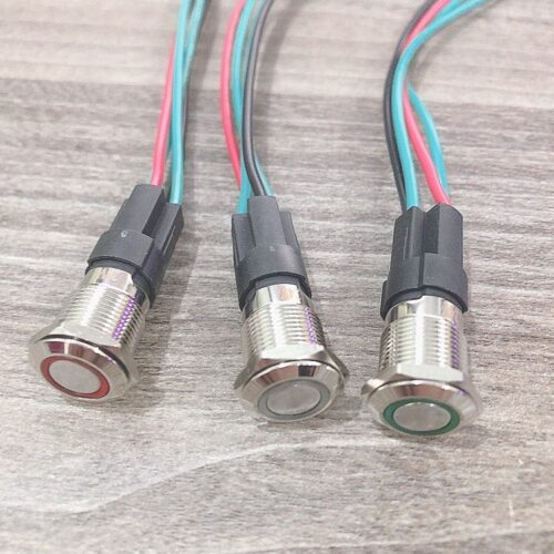 Công tắc kim loại LED tròn – đầu bằng 12mm 12V 24V Nhấn nhả